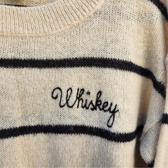 Wildfox Women Whiskey Stripe Happy Hour Sweater Long Sleeve Cream - Picture 3 of 6